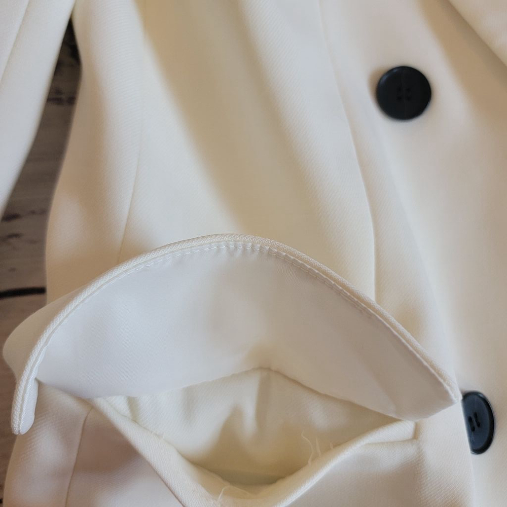 Madewell Wool Blend Off-White Double Breasted Collared Blazer Women's 00 - Picture 5 of 8